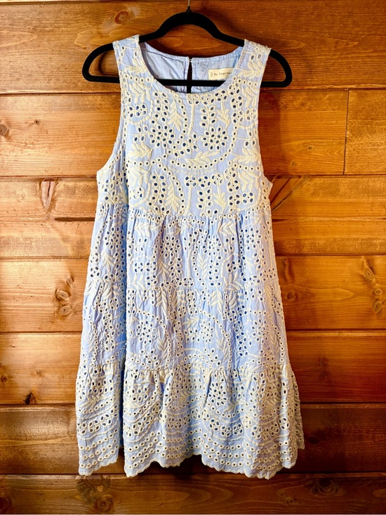 By Together Dresses & Skirts - By Together 100% Cotton Light Blue Eyelet Lined Mini Dress With Pockets Size S